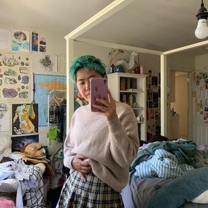 Cream toned mock neck knit sweater